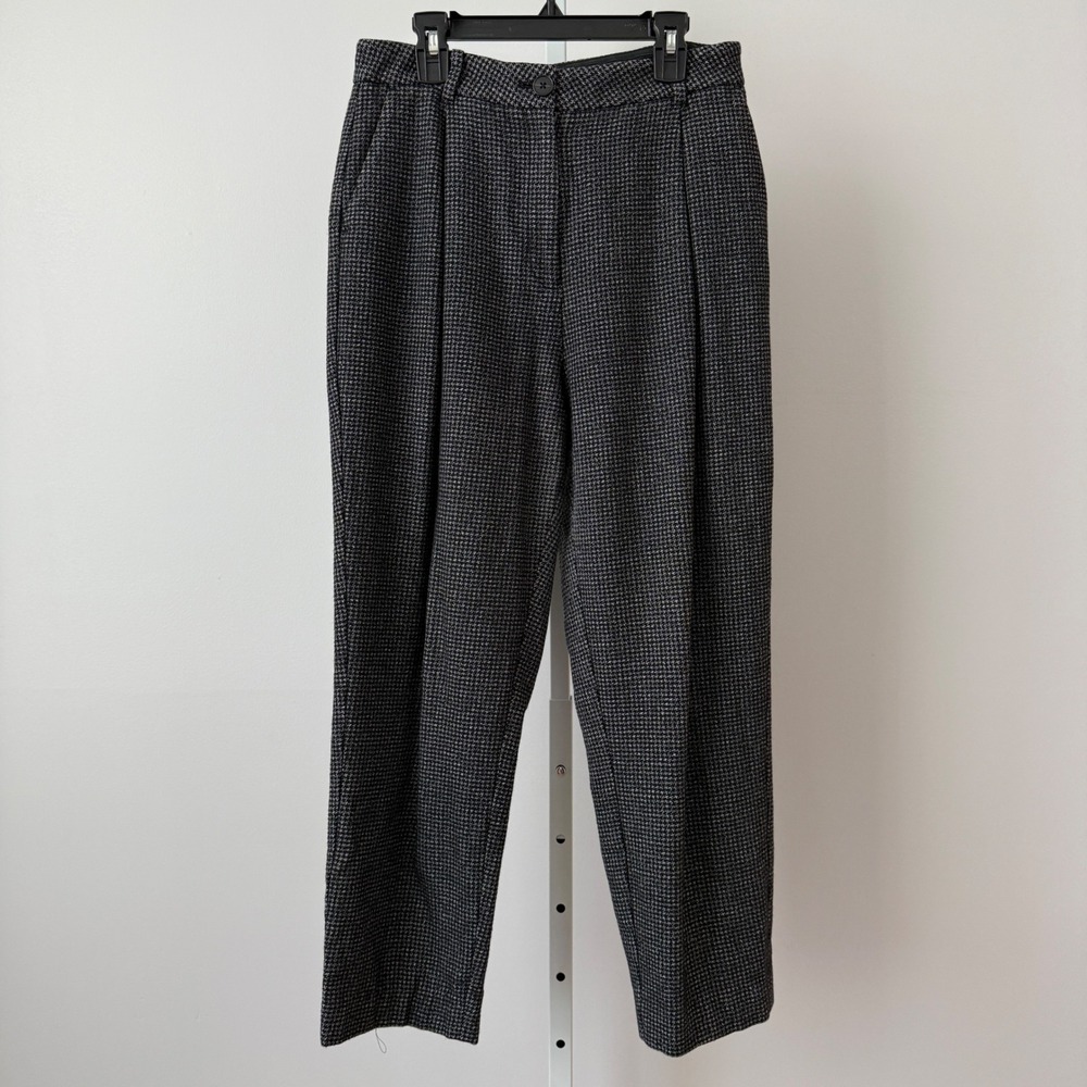 AllSaints Mara Puppytooth Trousers Grey Black Houndstooth Wool Blend Womens 8‎